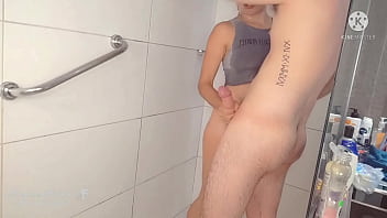 Mom and son share everything, the shower also moments of sex